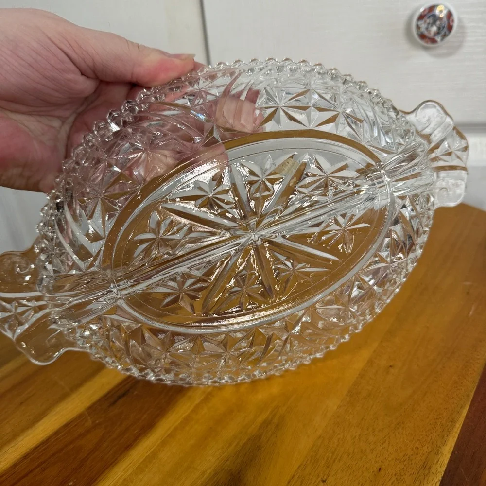 Anchor Hocking stars and‎ bars divided relish dish